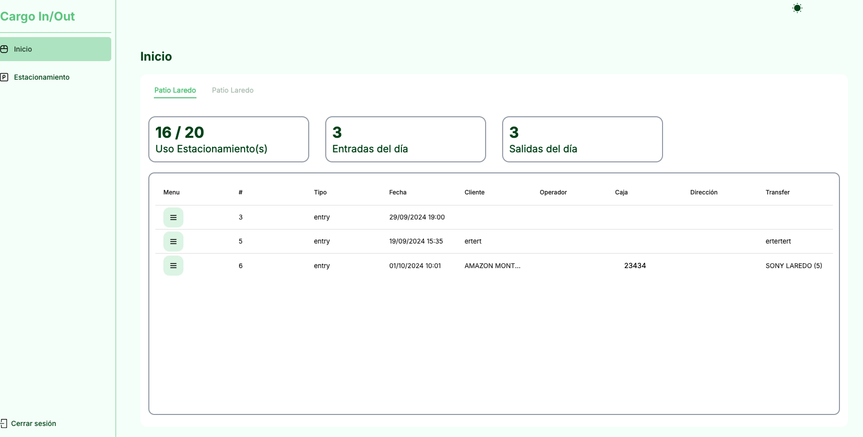 Yard dashboard